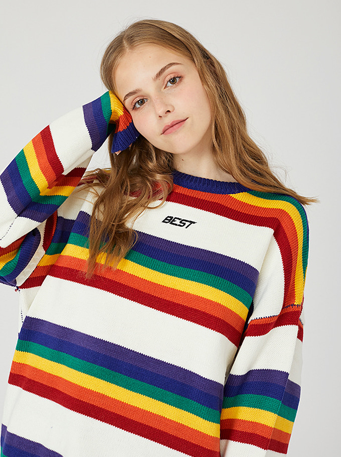 [당일배송]Best Rainbow Oversize Knit