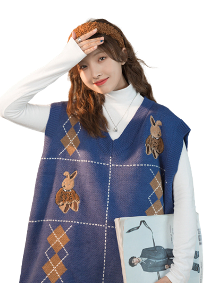 [당일배송]Ril Rabbit Knit Vest