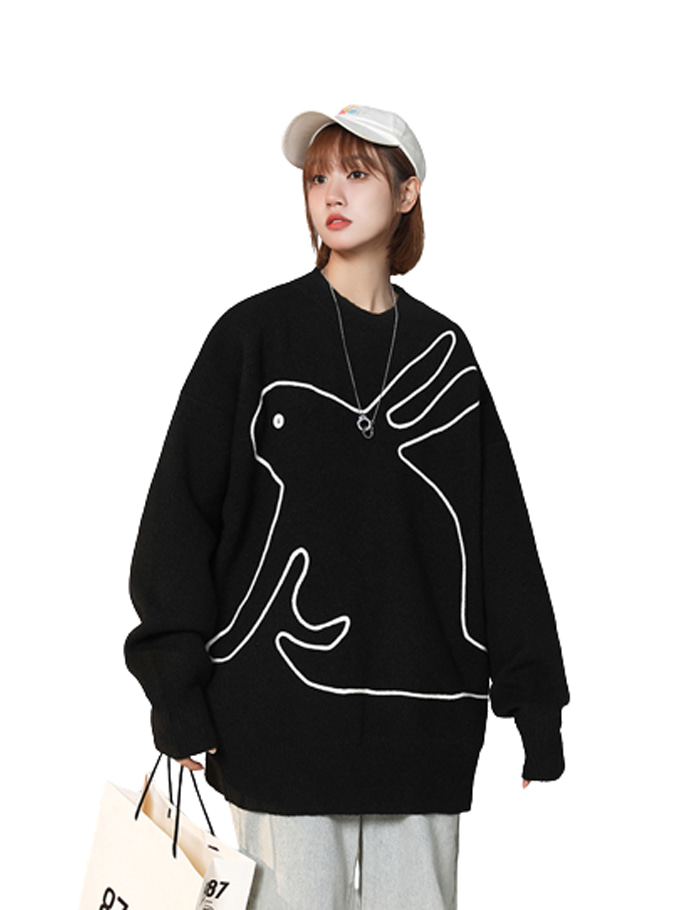 ☆[당일배송]Plon Rabbit Oversize Knit